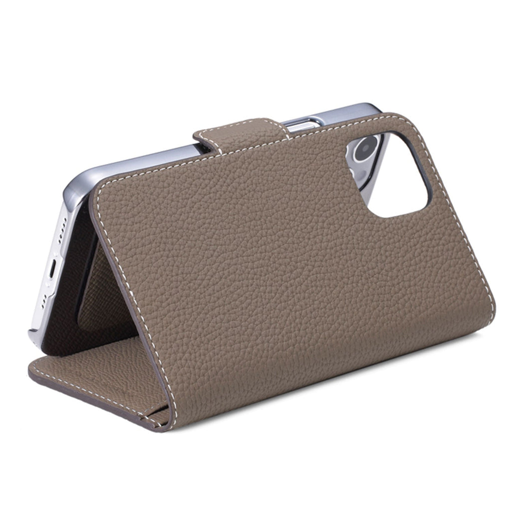 iPhone 12 / 12 Pro Stand Diary Case Shrink Leather (Etoupe)