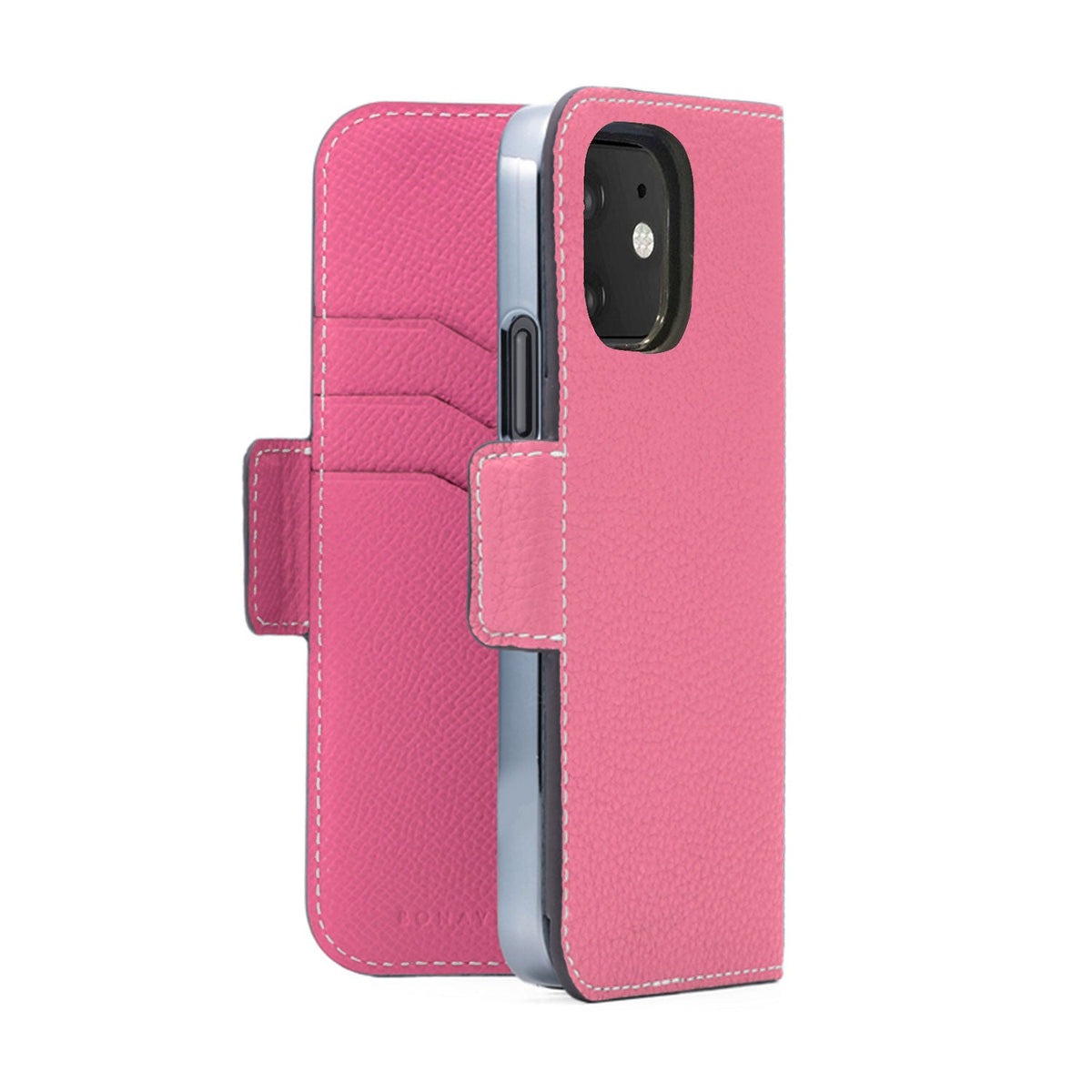 iPhone 12 mini Stand Diary Case Shrink Leather (Azalee Pink × Fuchsia Pink)
