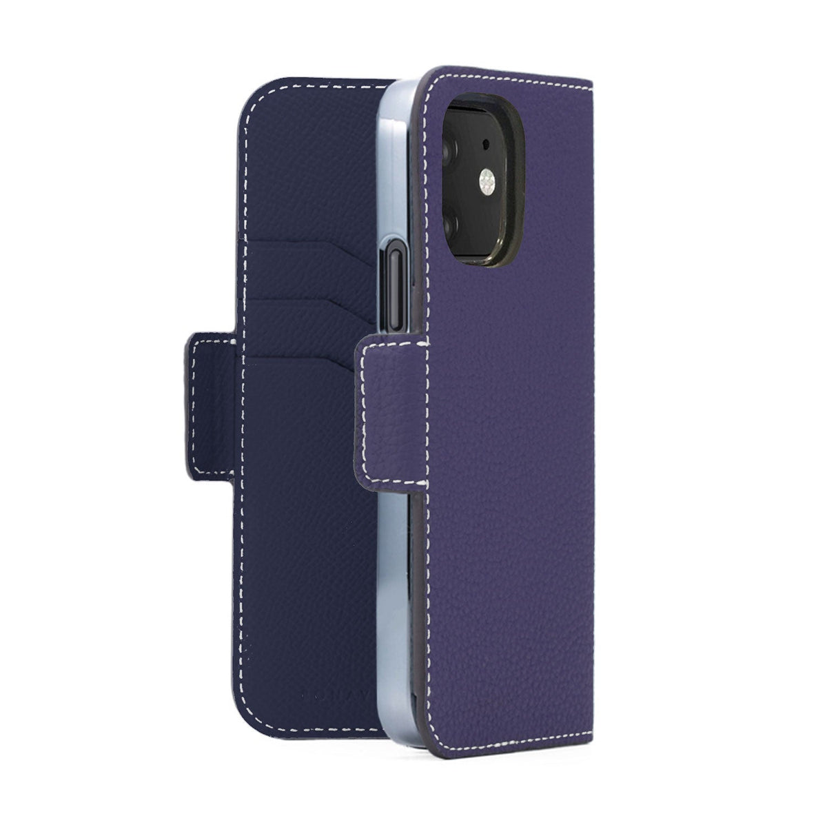 iPhone 12 mini Stand Diary Case Shrink Leather (Indigo Blue × Navy)