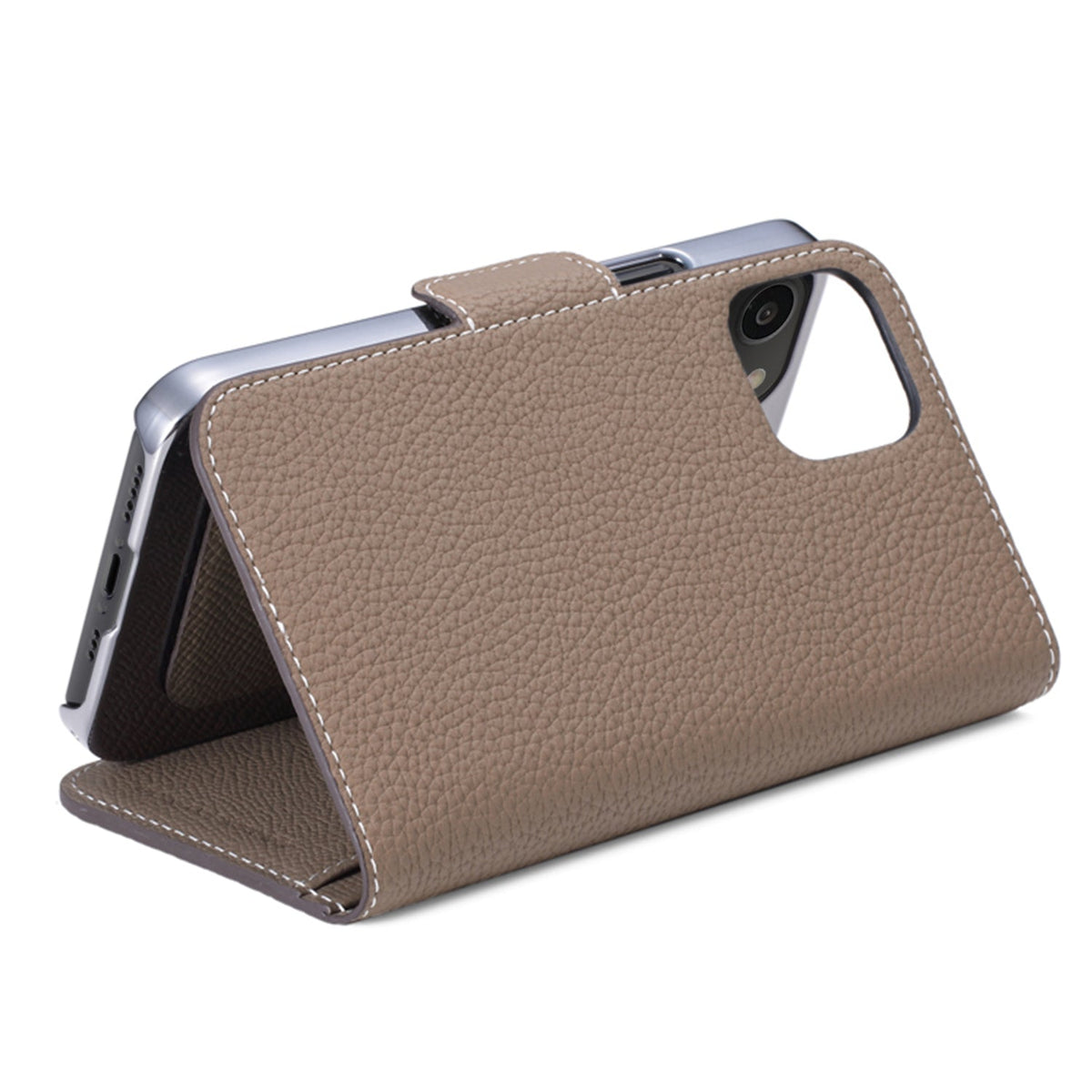 iPhone 13 Stand Diary Case Shrink Leather (Etoupe)