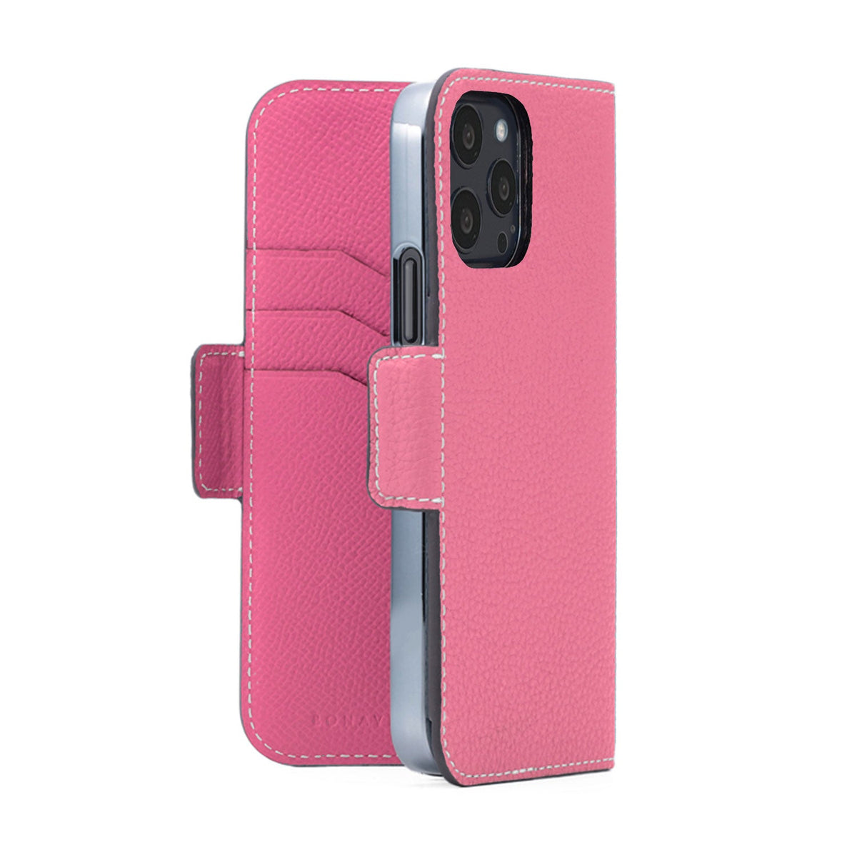 iPhone 13 Pro Stand Diary Case Shrink Leather (Azalee Pink × Fuchsia Pink)