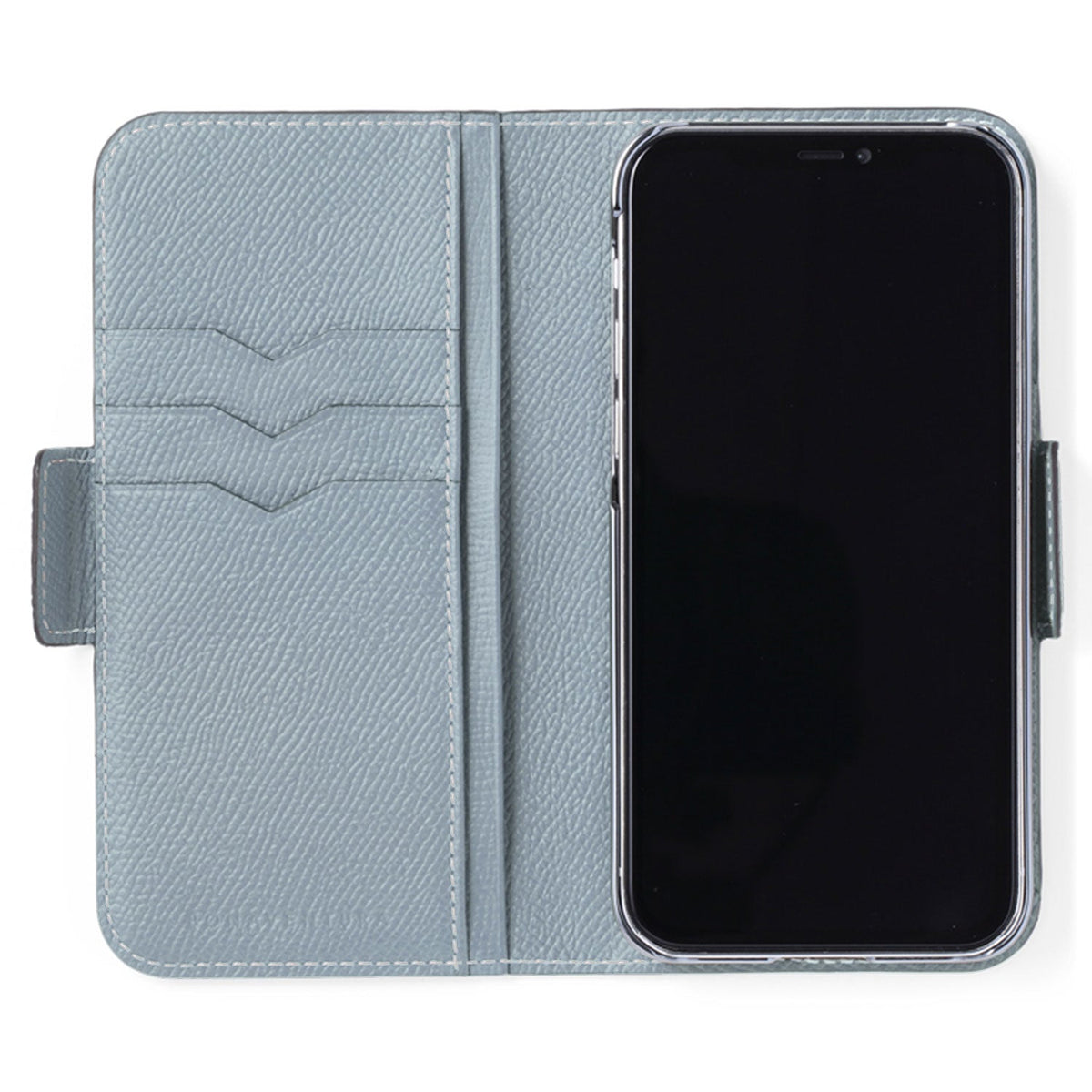 iPhone 13 Pro Stand Diary Case Shrink Leather (Blue Cyan × Blue Lin)