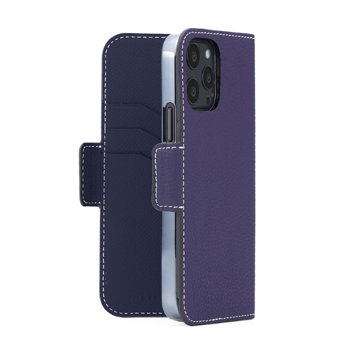 iPhone 13 Pro Stand Diary Case Shrink Leather (Indigo Blue × Navy)