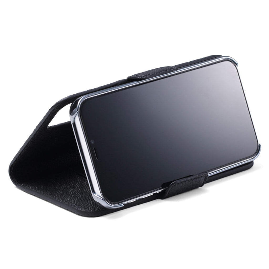 iPhone 13 Pro Max Stand Diary Case Shrink Leather (Black)