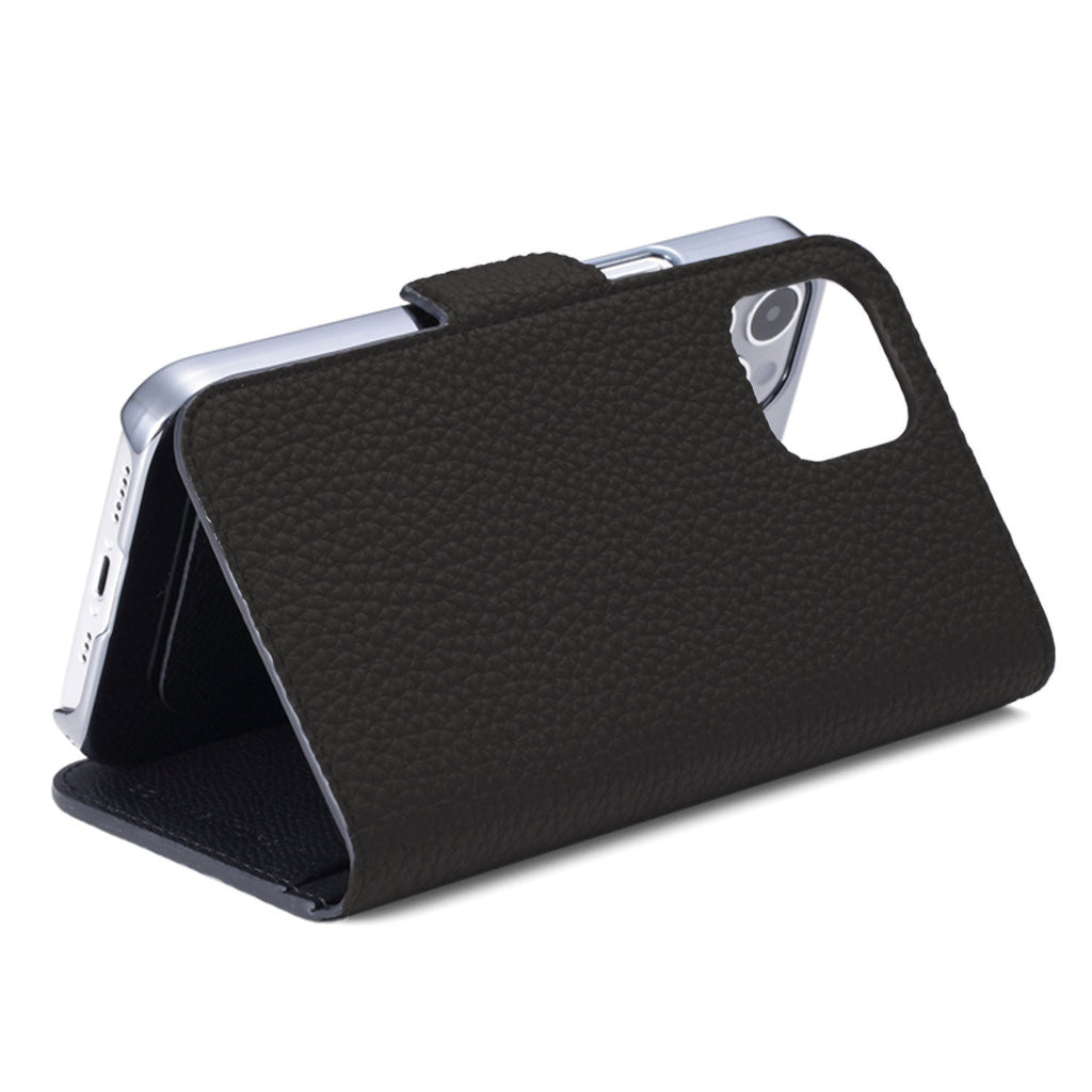 iPhone 13 Pro Max Stand Diary Case Shrink Leather (Black)