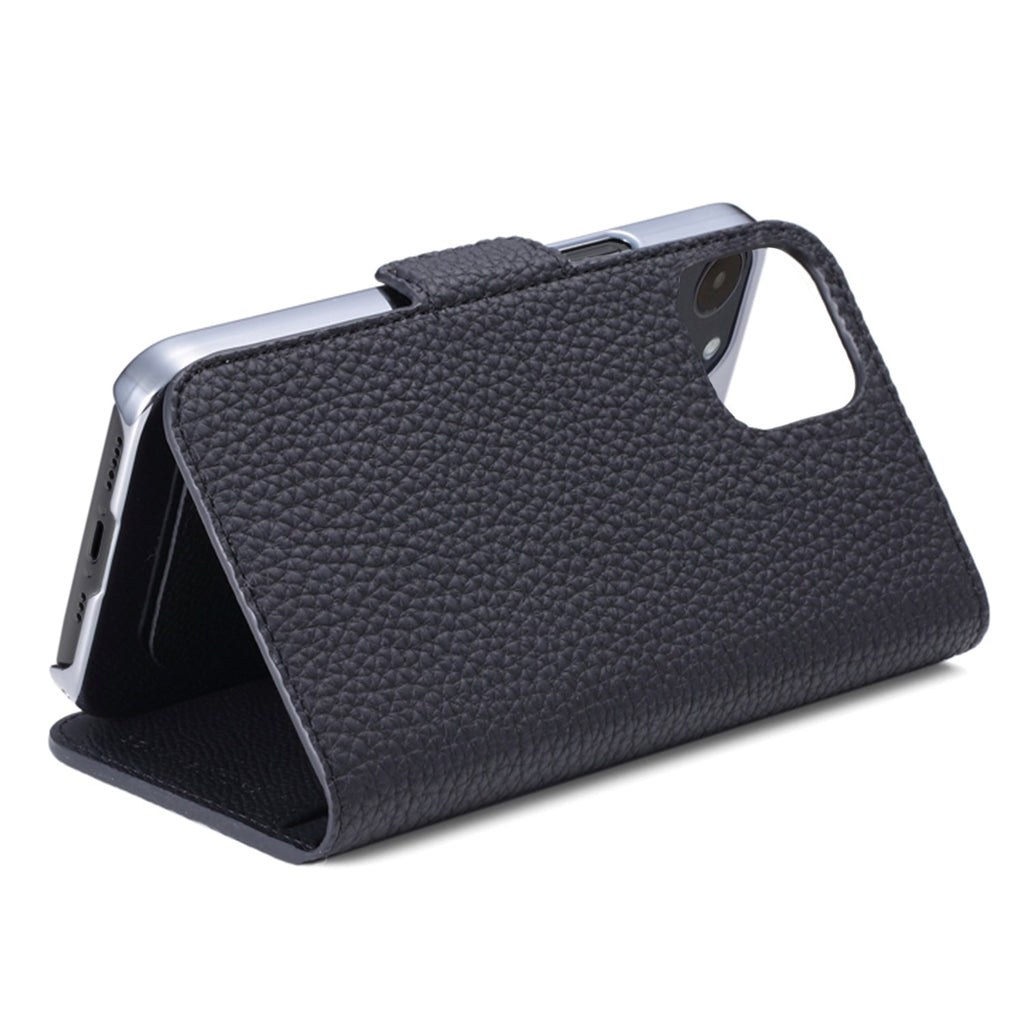 iPhone 13 Pro Max Stand Diary Case Shrink Leather (Black)