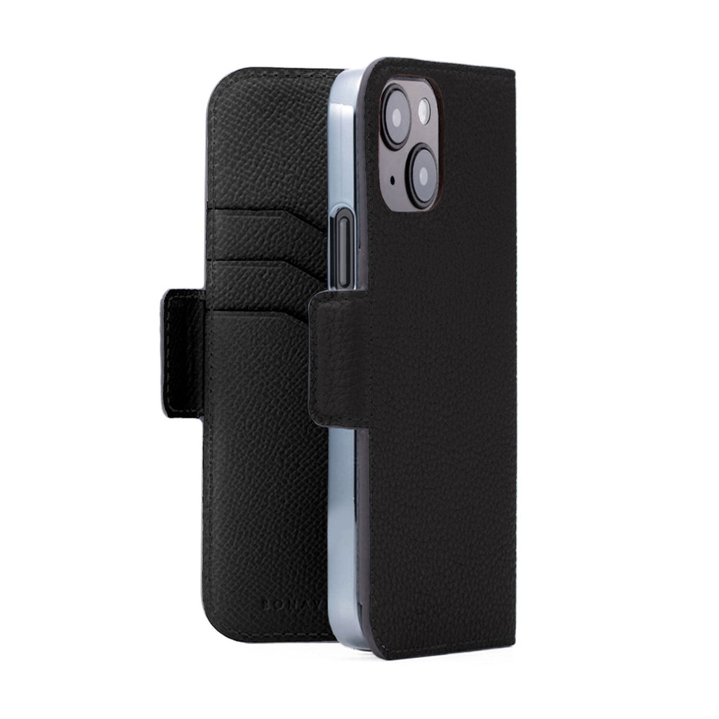 iPhone 14 Stand Diary Case Shrink Leather (Black)