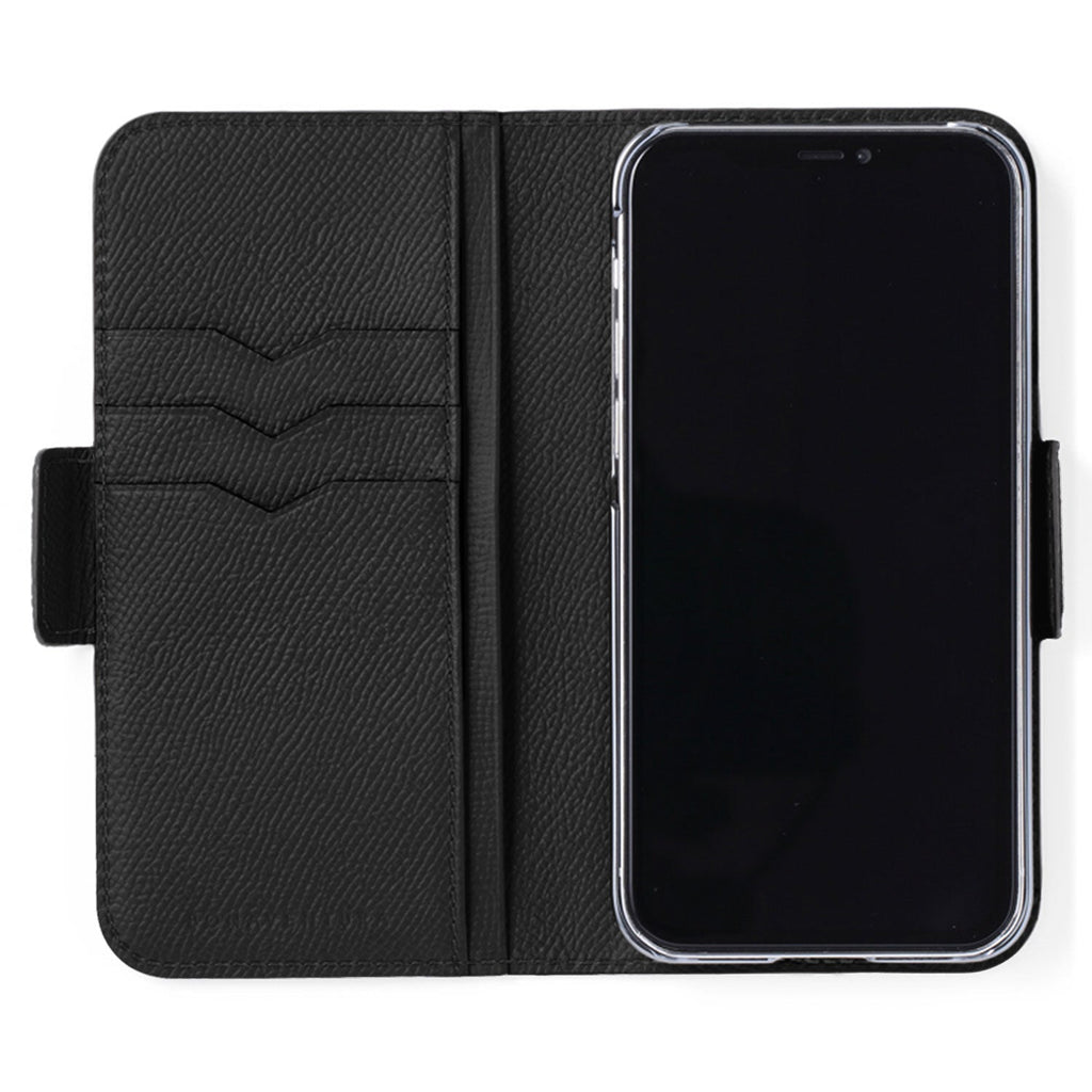 iPhone 14 Stand Diary Case Shrink Leather (Black)