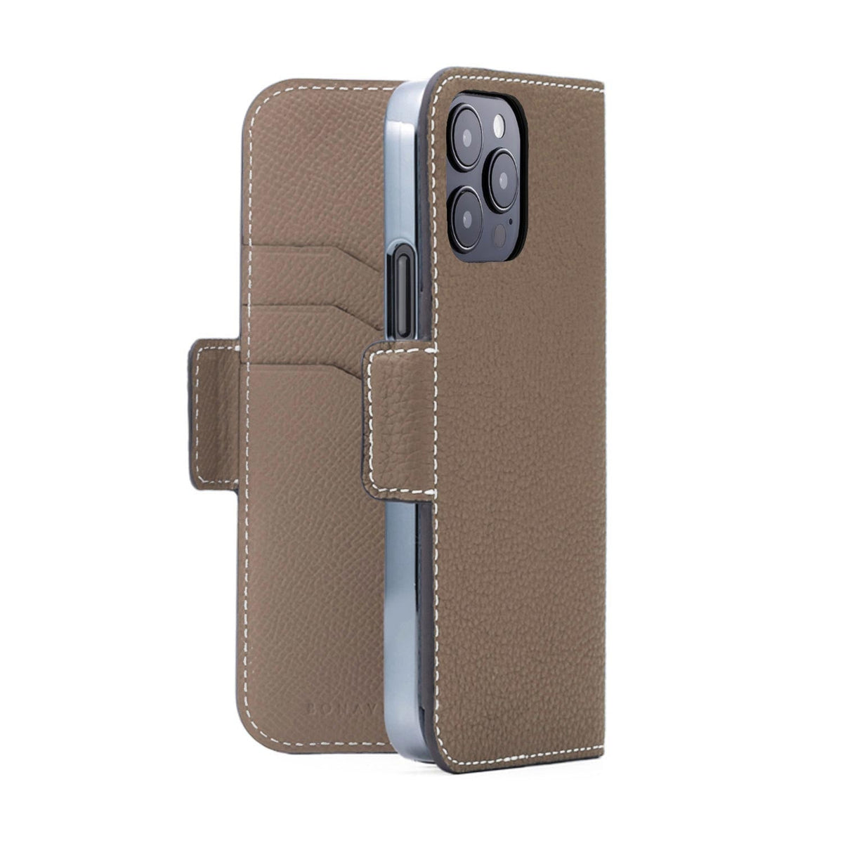 iPhone 14 Pro Stand Diary Case Shrink Leather (Etoupe)