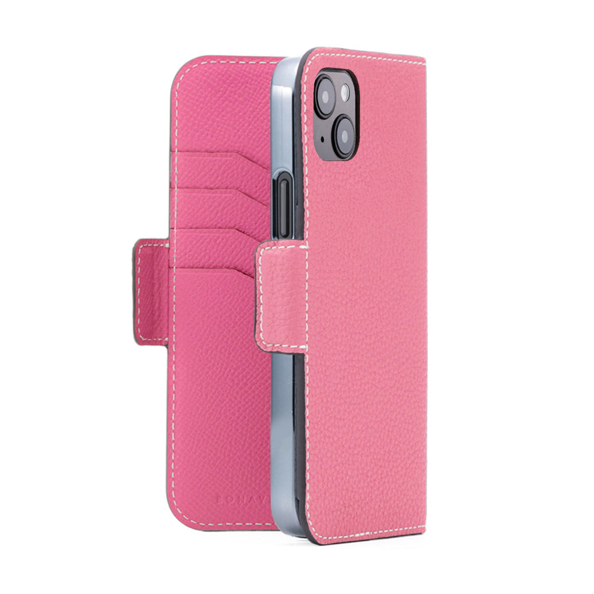 iPhone 14 Plus Stand Diary Case Shrink Leather (Azalee Pink × Fuchsia Pink)