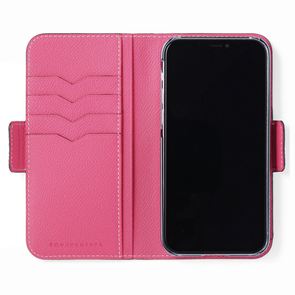 iPhone 14 Plus Stand Diary Case Shrink Leather (Azalee Pink × Fuchsia Pink)