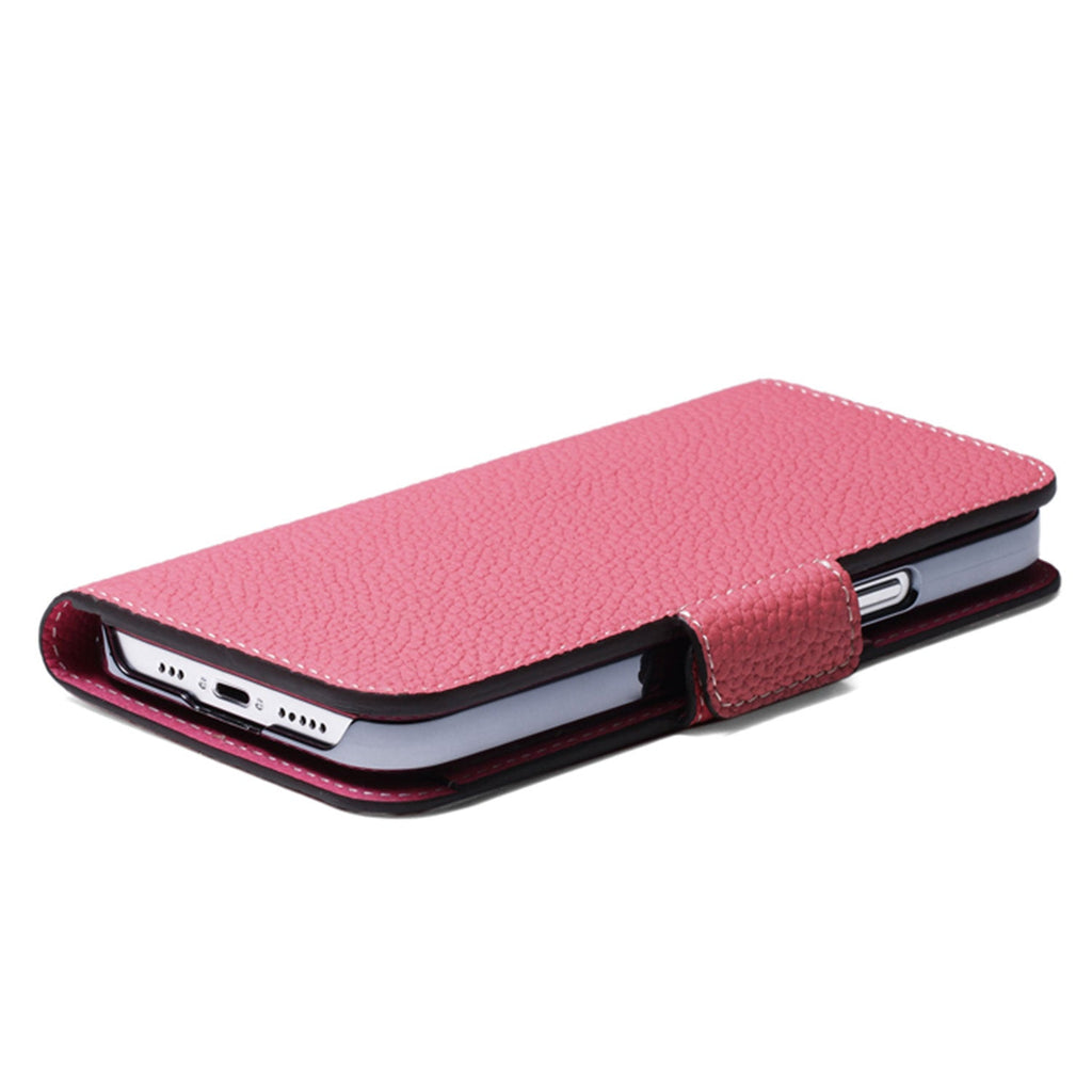 iPhone 14 Plus Stand Diary Case Shrink Leather (Azalee Pink × Fuchsia Pink)