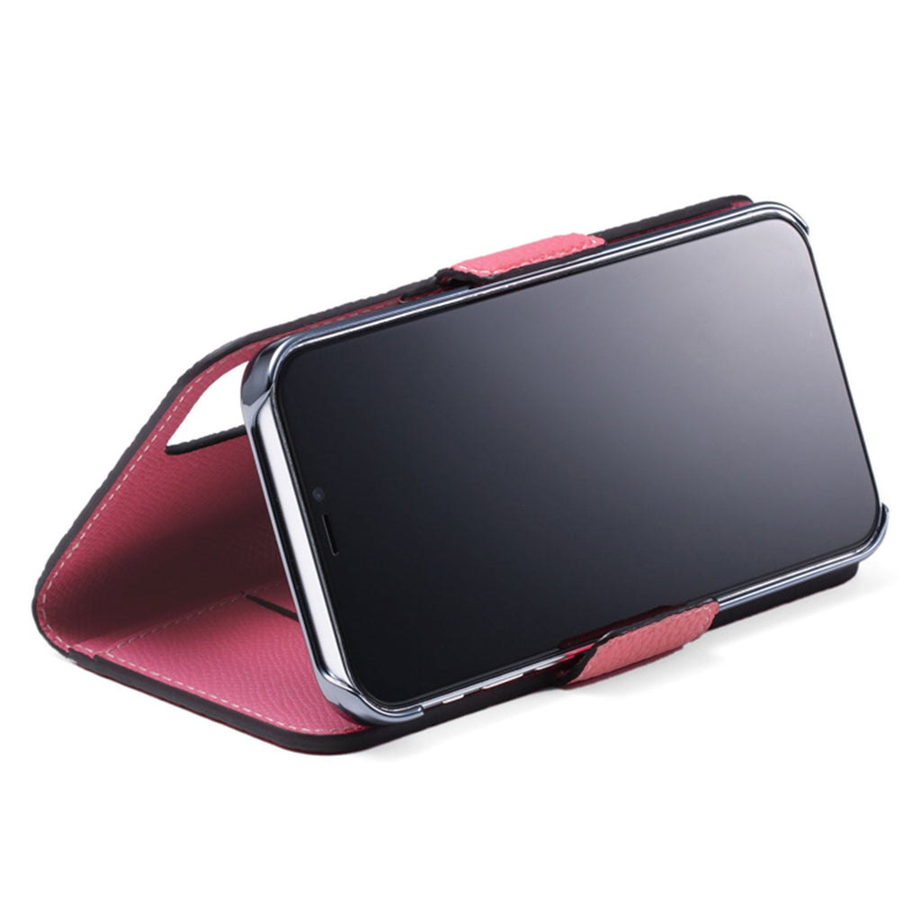 iPhone 14 Plus Stand Diary Case Shrink Leather (Azalee Pink × Fuchsia Pink)