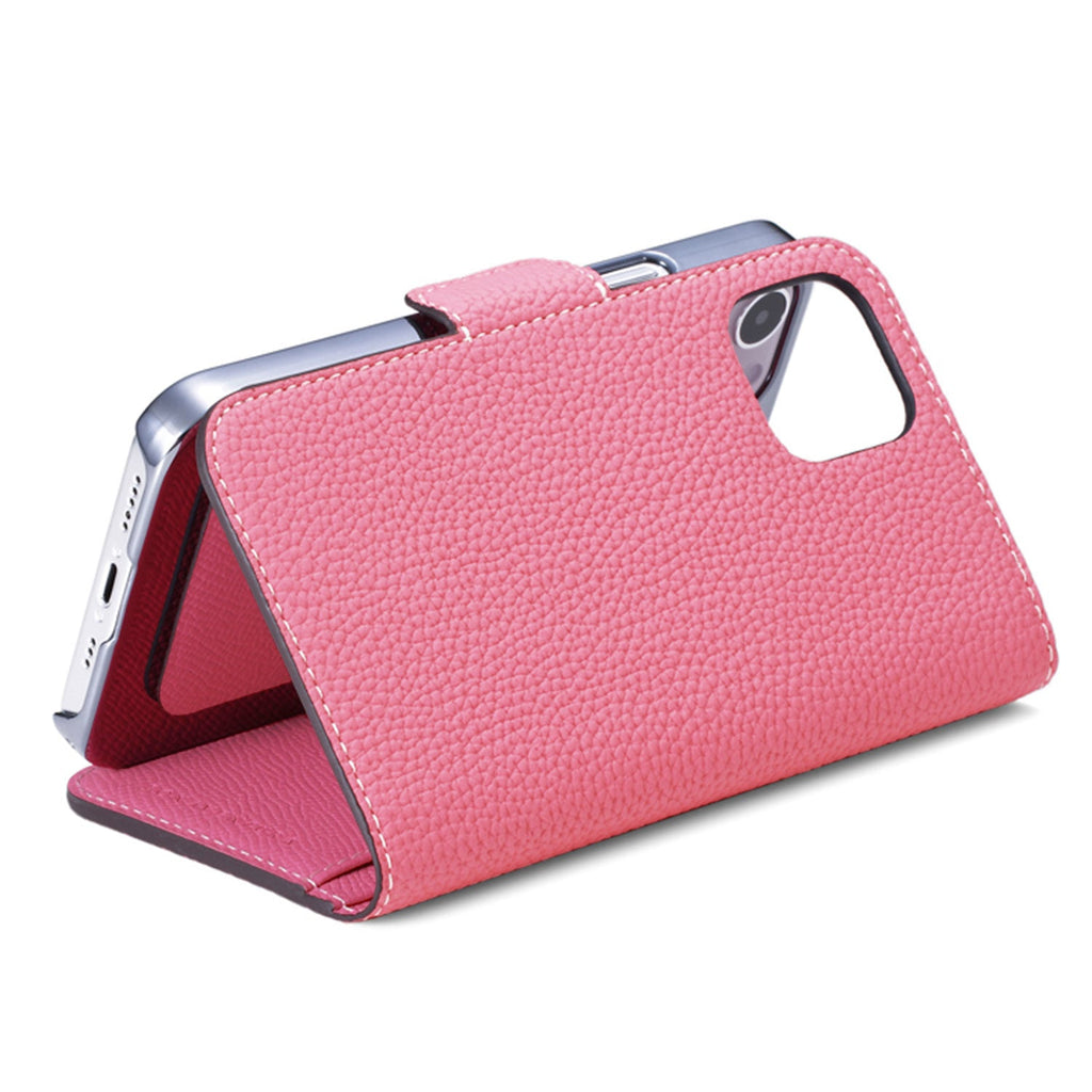 iPhone 14 Plus Stand Diary Case Shrink Leather (Azalee Pink × Fuchsia Pink)