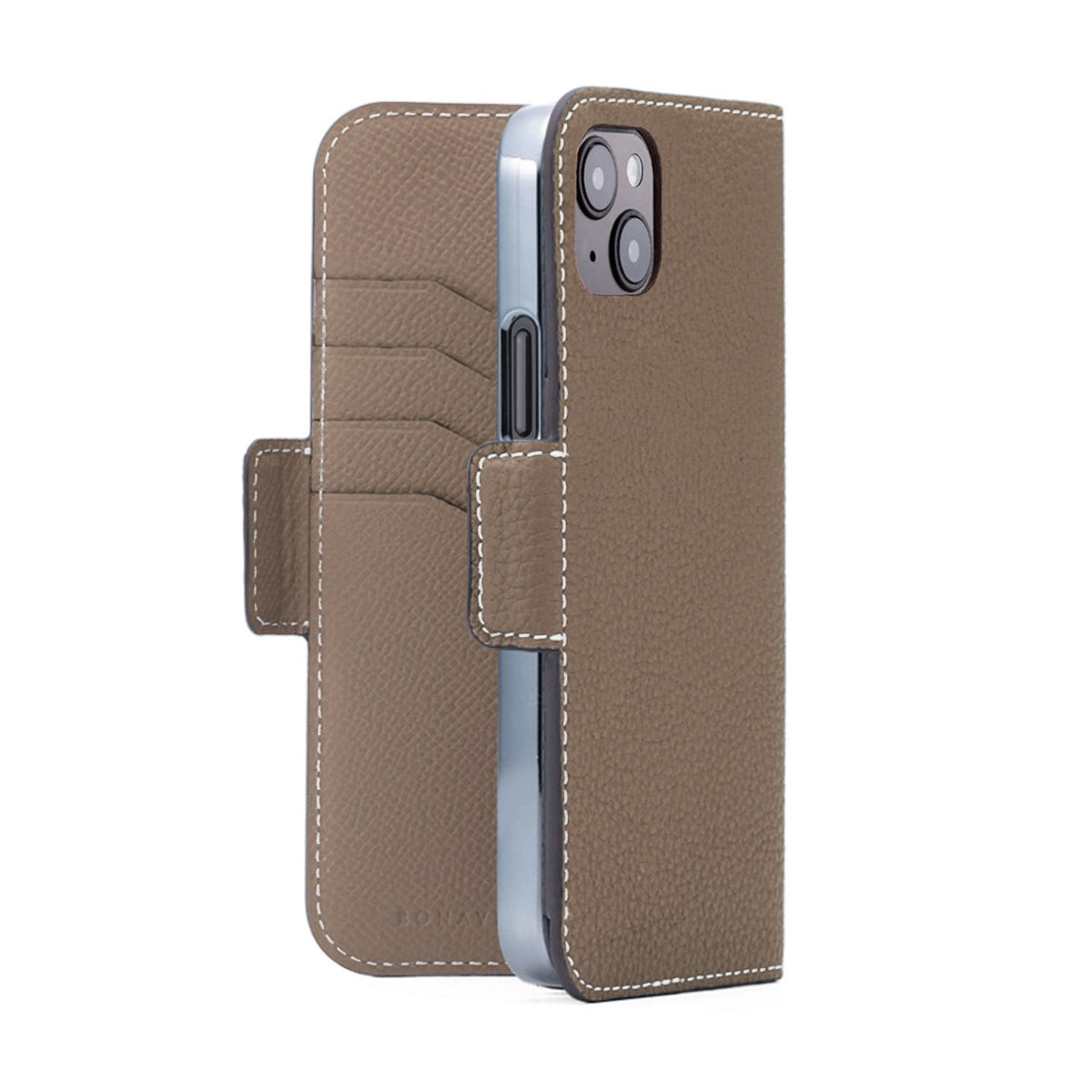 iPhone 14 Plus Stand Diary Case Shrink Leather (Etoupe)