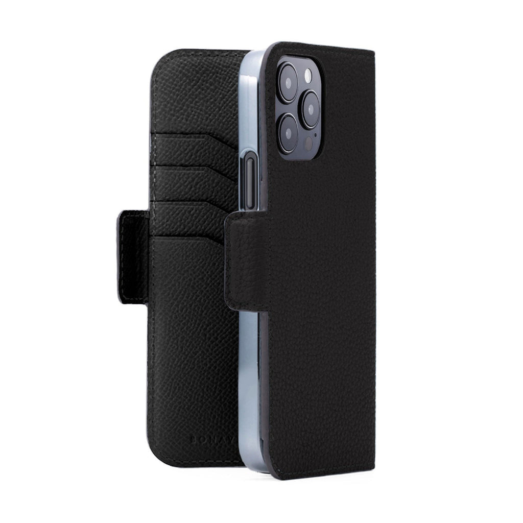 iPhone 14 Pro Max Stand Diary Case Shrink Leather (Black)