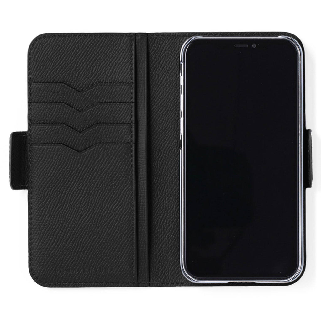 iPhone 14 Pro Max Stand Diary Case Shrink Leather (Black)