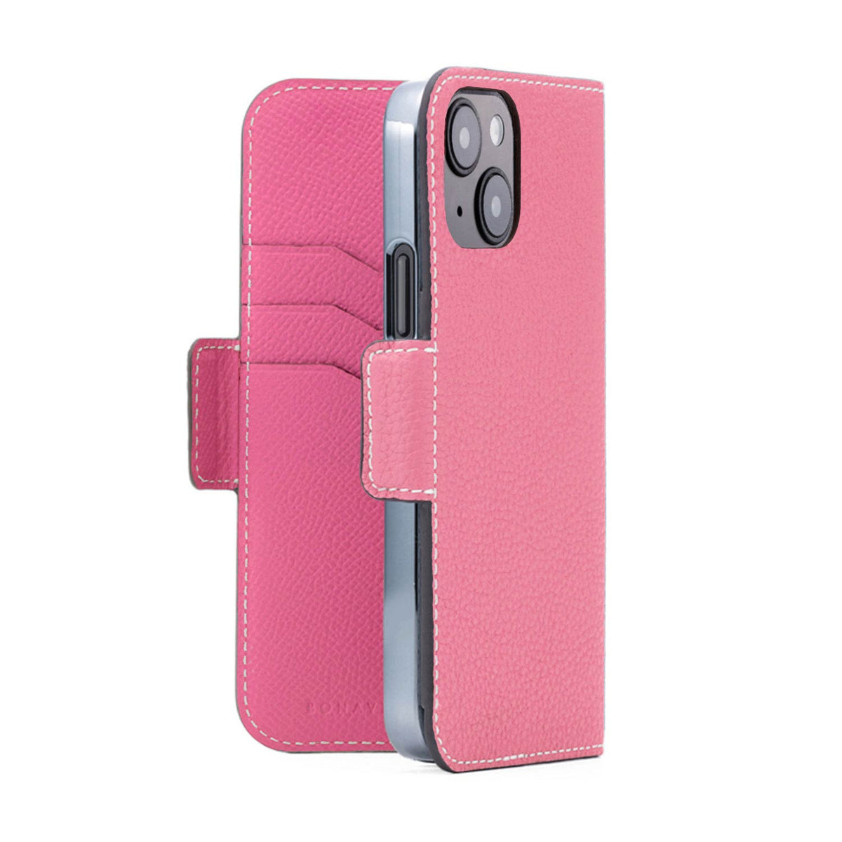 iPhone 15 Stand Diary Case Shrink Leather (Azalee Pink × Fuchsia Pink)