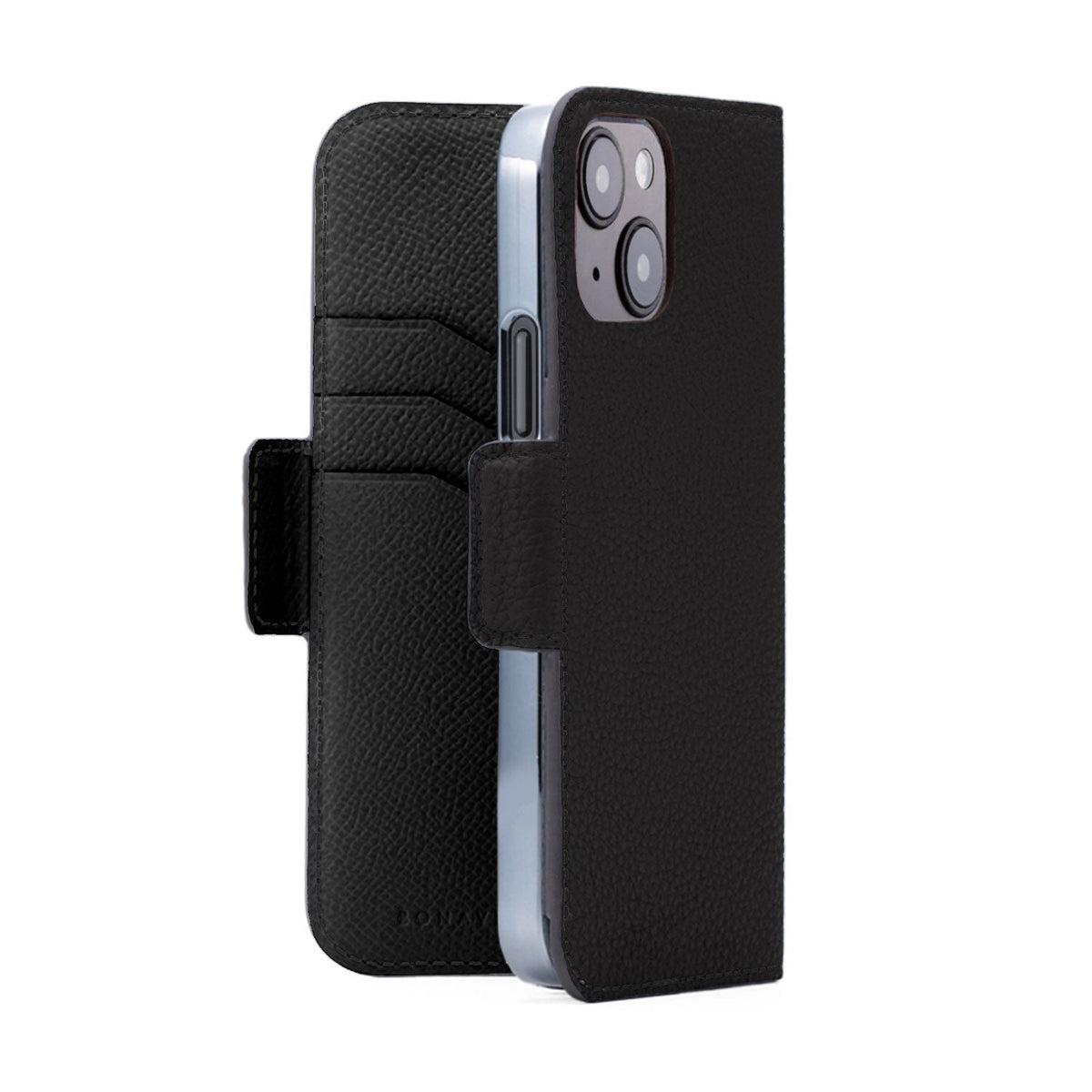 iPhone 15 Stand Diary Case Shrink Leather (Black)