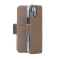 iPhone 15 Stand Diary Case Shrink Leather (Etoupe)