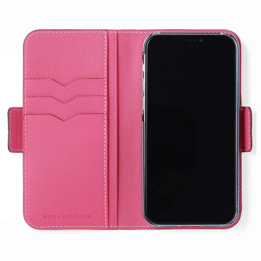 iPhone 15 Pro Stand Diary Case Shrink Leather (Azalee Pink × Fuchsia Pink)