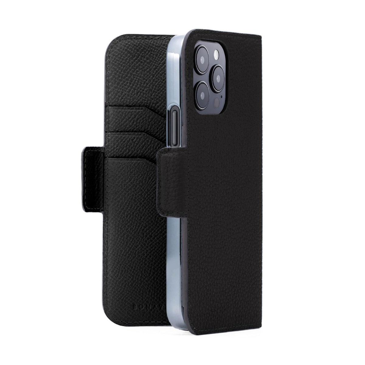 iPhone 15 Pro Stand Diary Case Shrink Leather (Black)