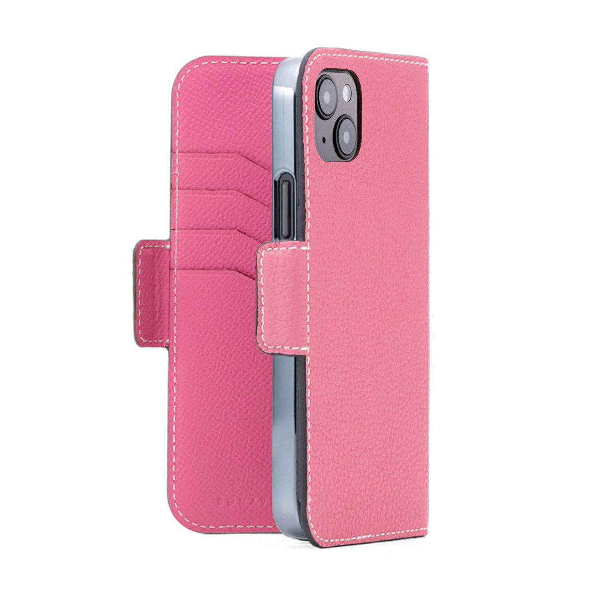 iPhone 15 Plus Stand Diary Case Shrink Leather (Azalee Pink × Fuchsia Pink)