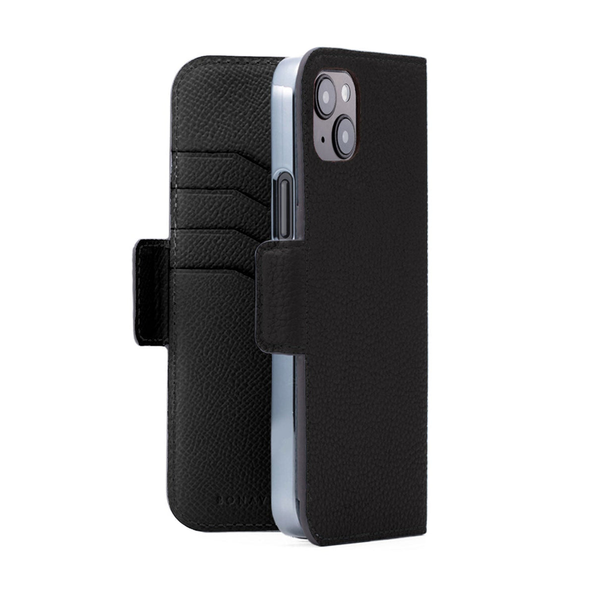 iPhone 15 Plus Stand Diary Case Shrink Leather (Black)