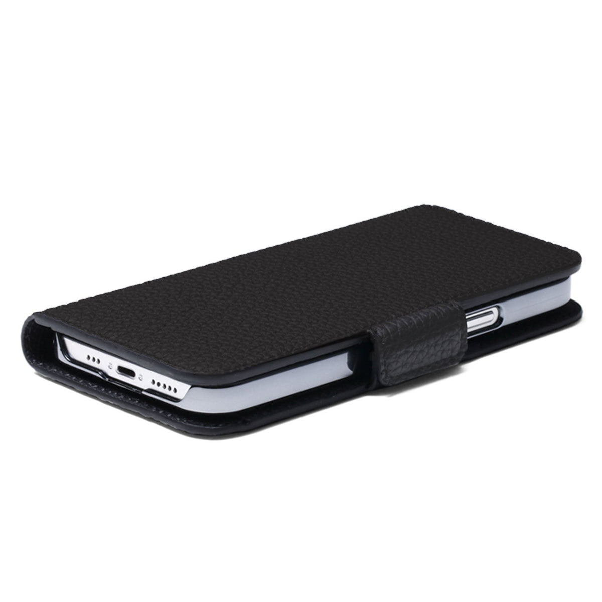 iPhone 15 Pro Max Stand Diary Case Shrink Leather (Black)