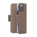 iPhone 15 Pro Max Stand Diary Case Shrink Leather (Etoupe)