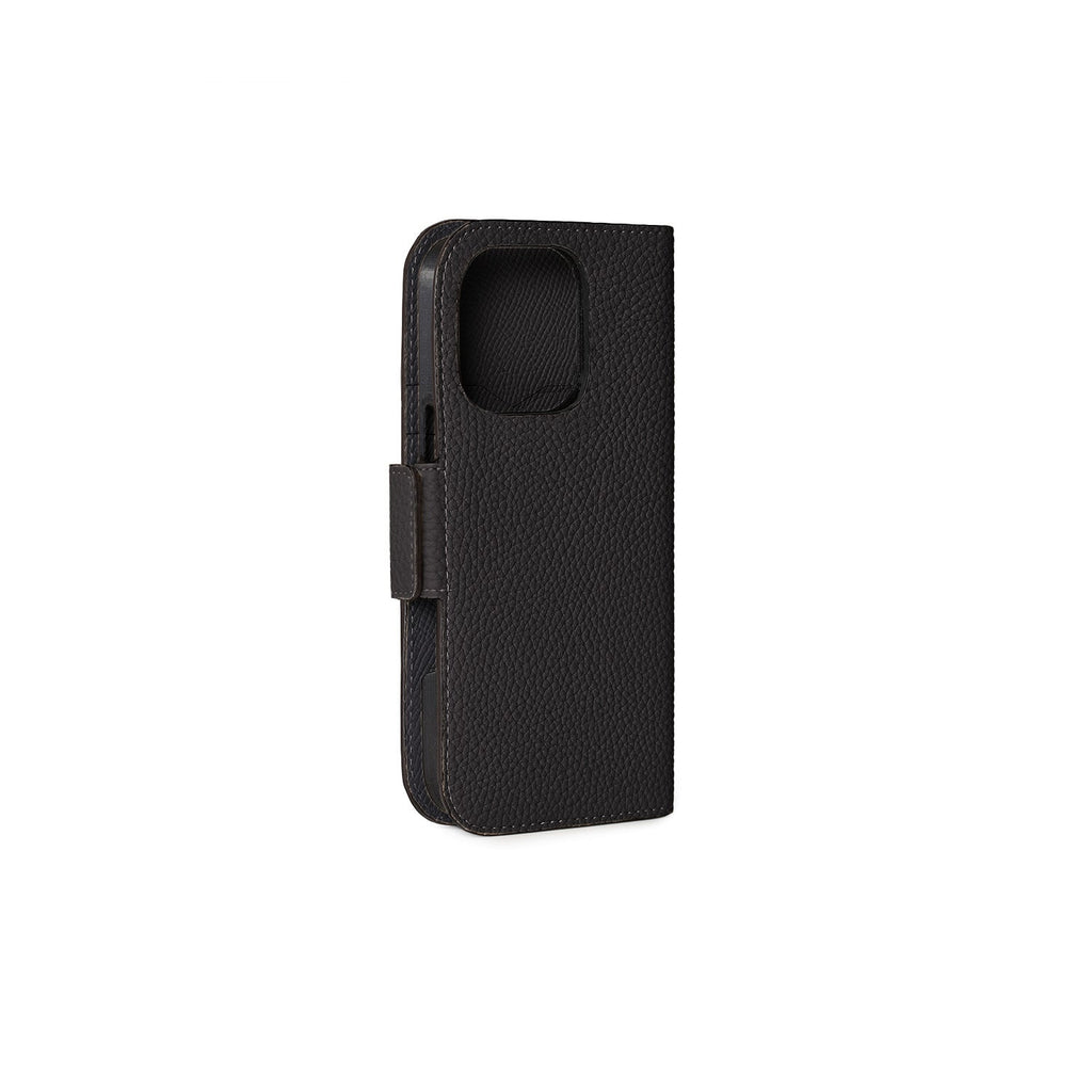 iPhone 16 Pro Stand Diary Case Shrink Leather (Black)