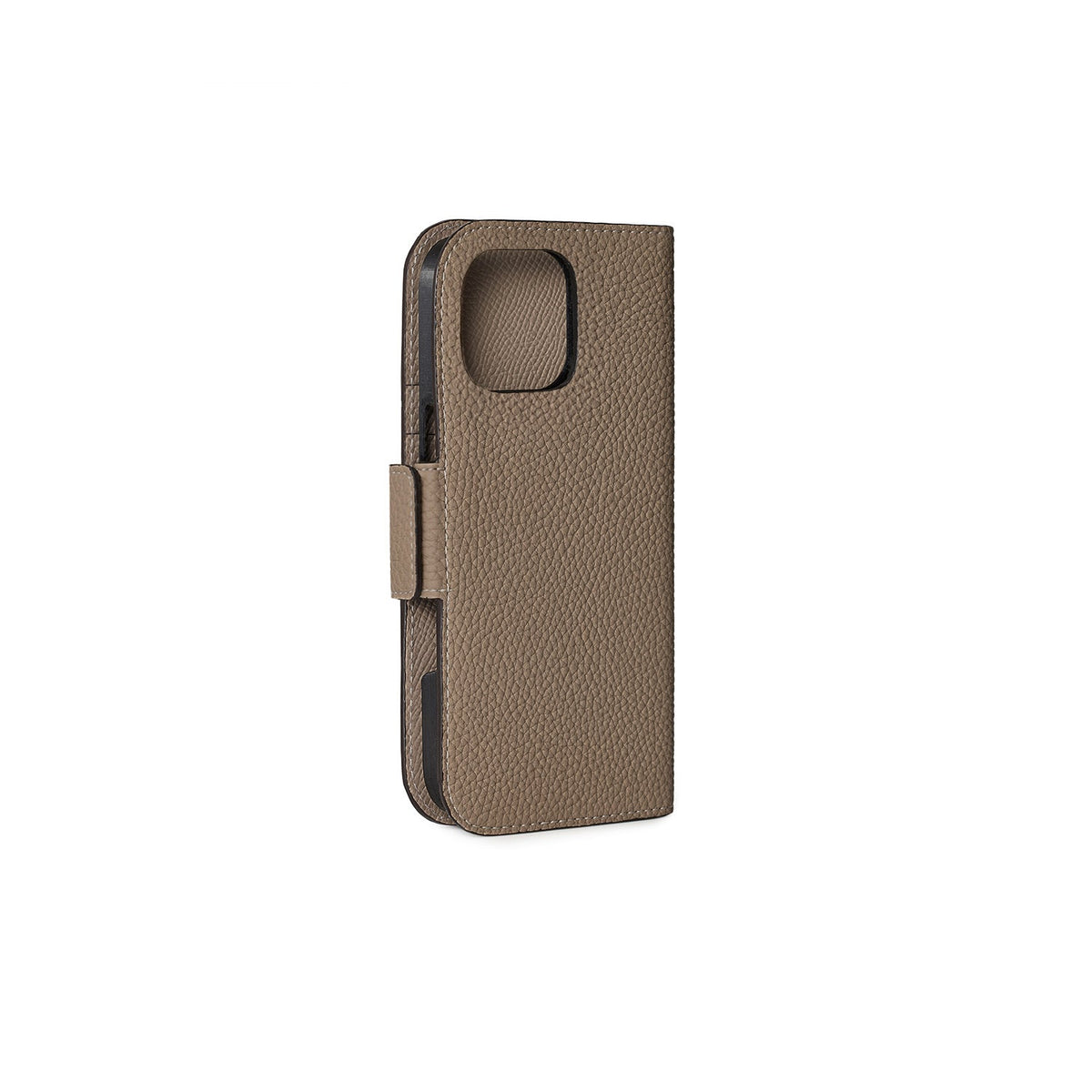 iPhone 16 Pro Max Stand Diary Case Shrink Leather (Etoupe)