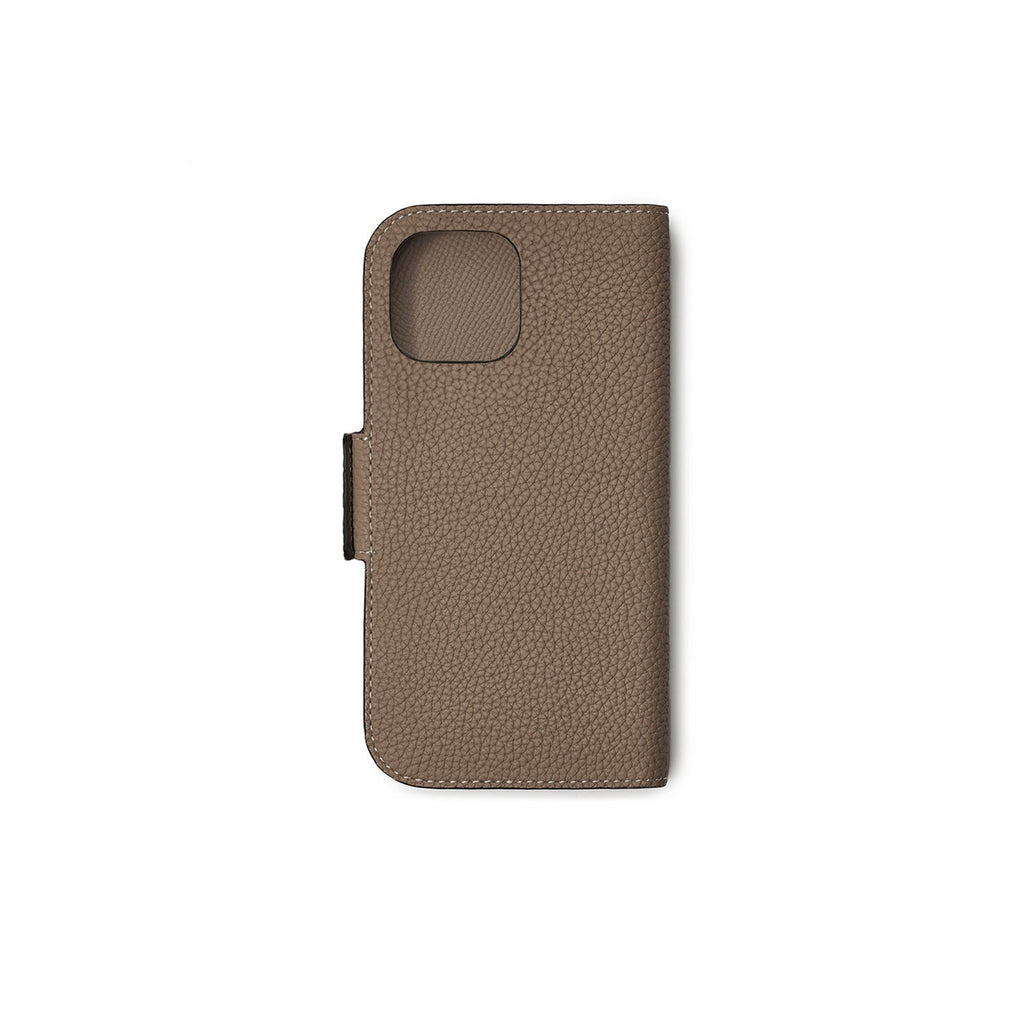 iPhone 16 Pro Max Stand Diary Case Shrink Leather (Etoupe)