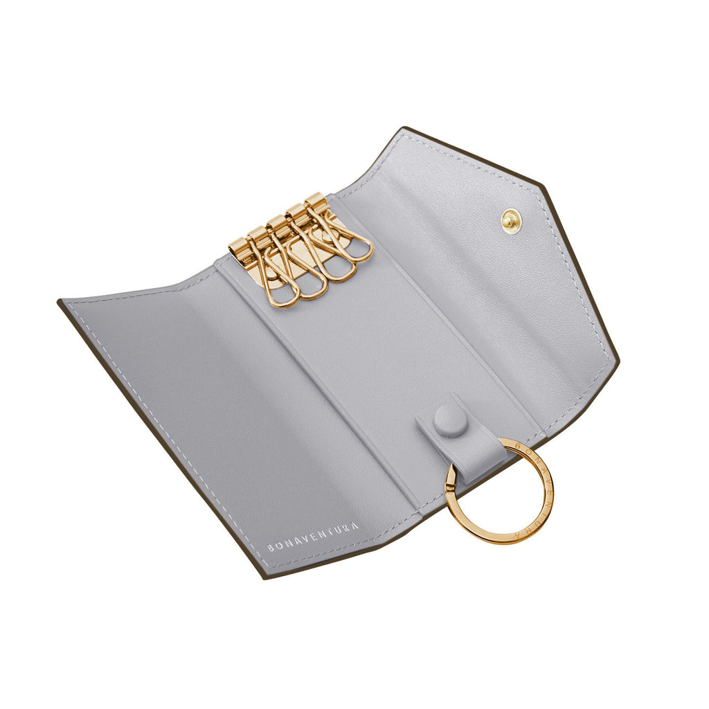 Slim Key Case Shrink Leather (Charcoal Gray × True Gray)