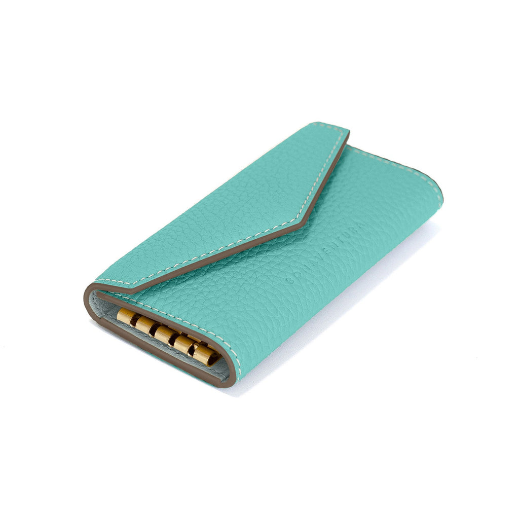 Slim Key Case Shrink Leather (Atoll Blue (Etoupe edge paint))