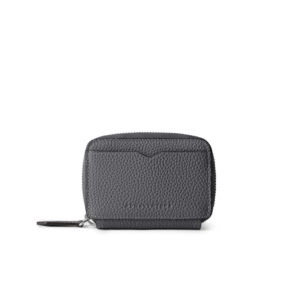 Round Zip Smart Key Case Shrink Leather (Charcoal Gray × True Gray)