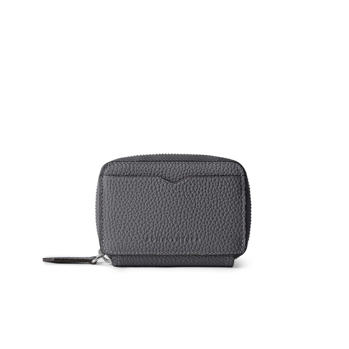 Round Zip Smart Key Case Shrink Leather (Charcoal Gray × True Gray)