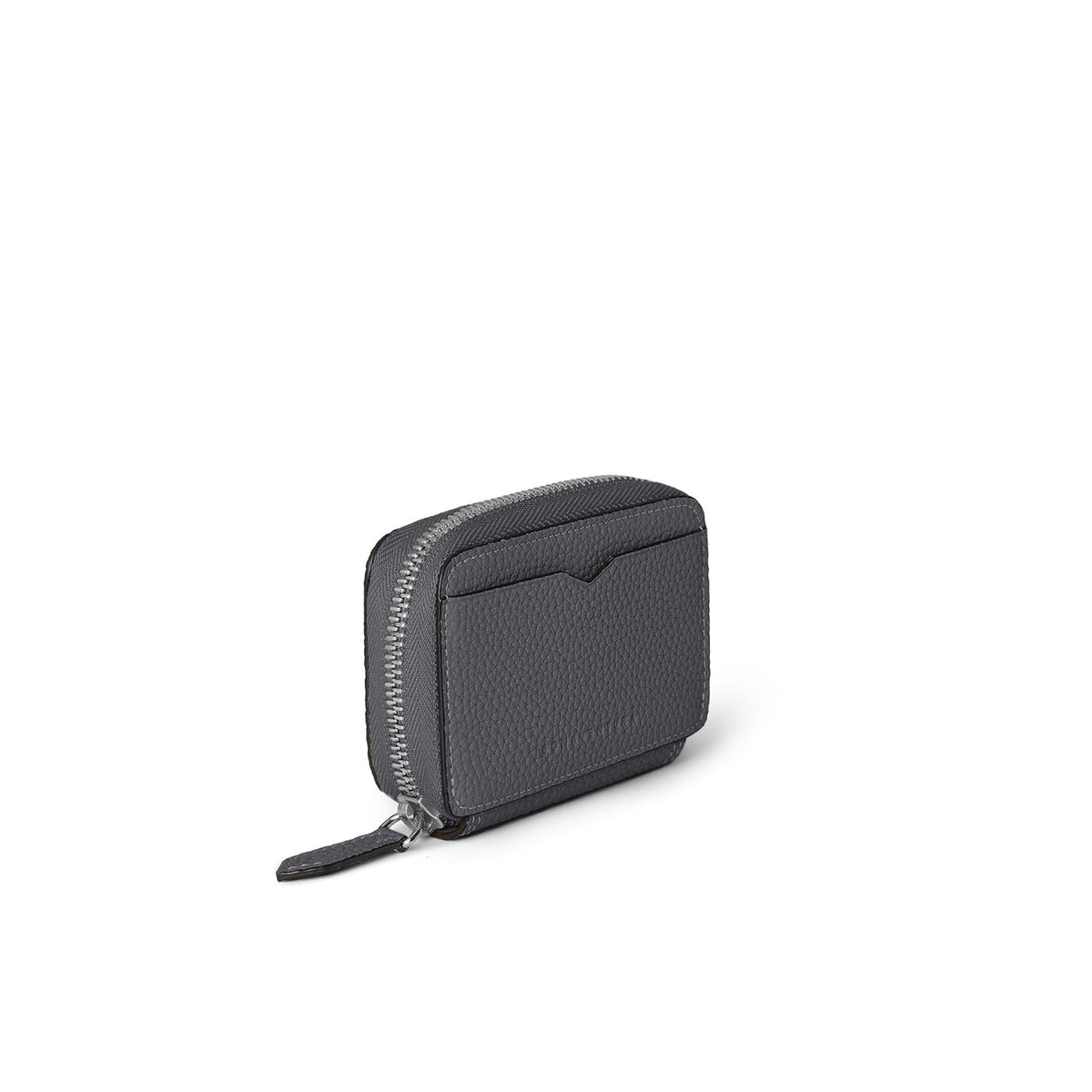 Round Zip Smart Key Case Shrink Leather (Charcoal Gray × True Gray)