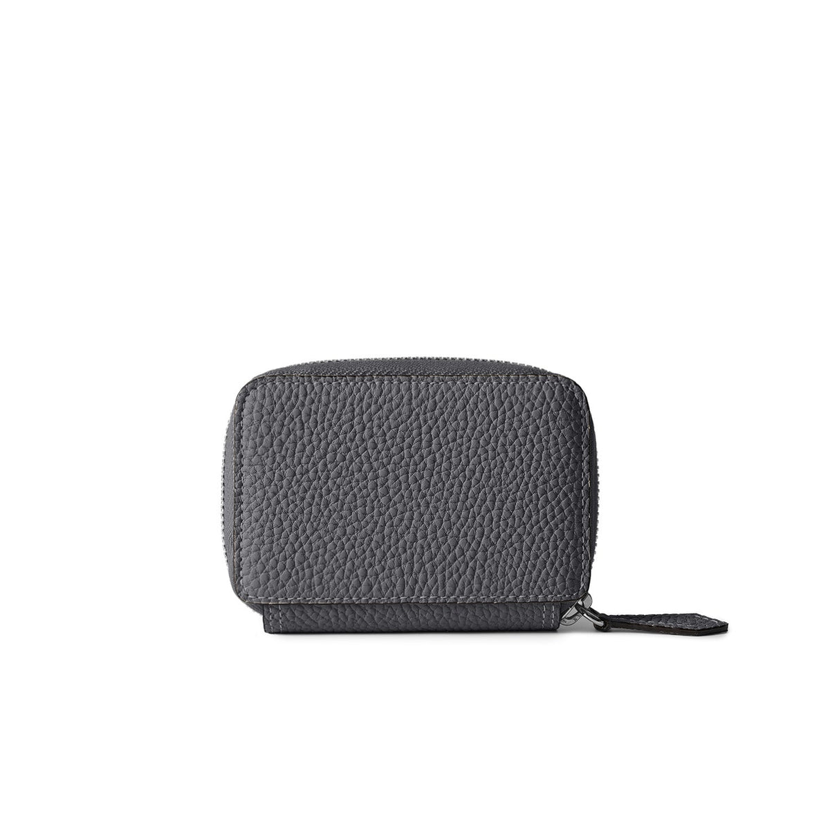 Round Zip Smart Key Case Shrink Leather (Charcoal Gray × True Gray)