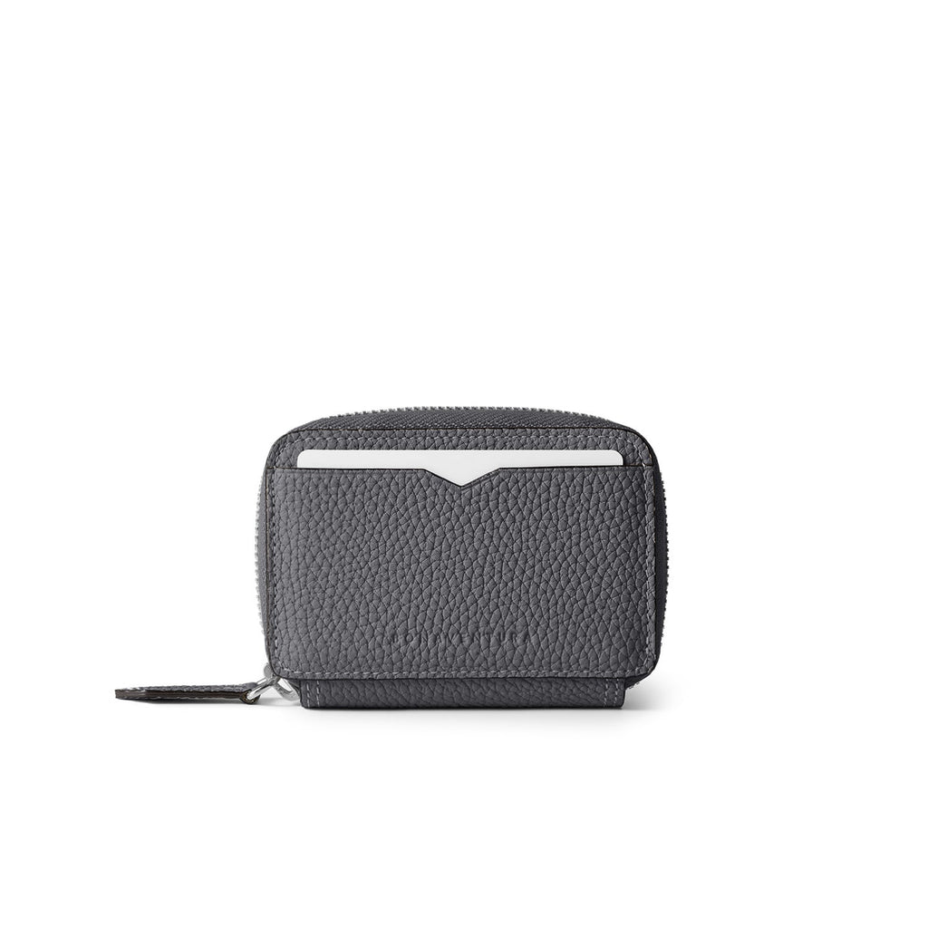 Round Zip Smart Key Case Shrink Leather (Charcoal Gray × True Gray)