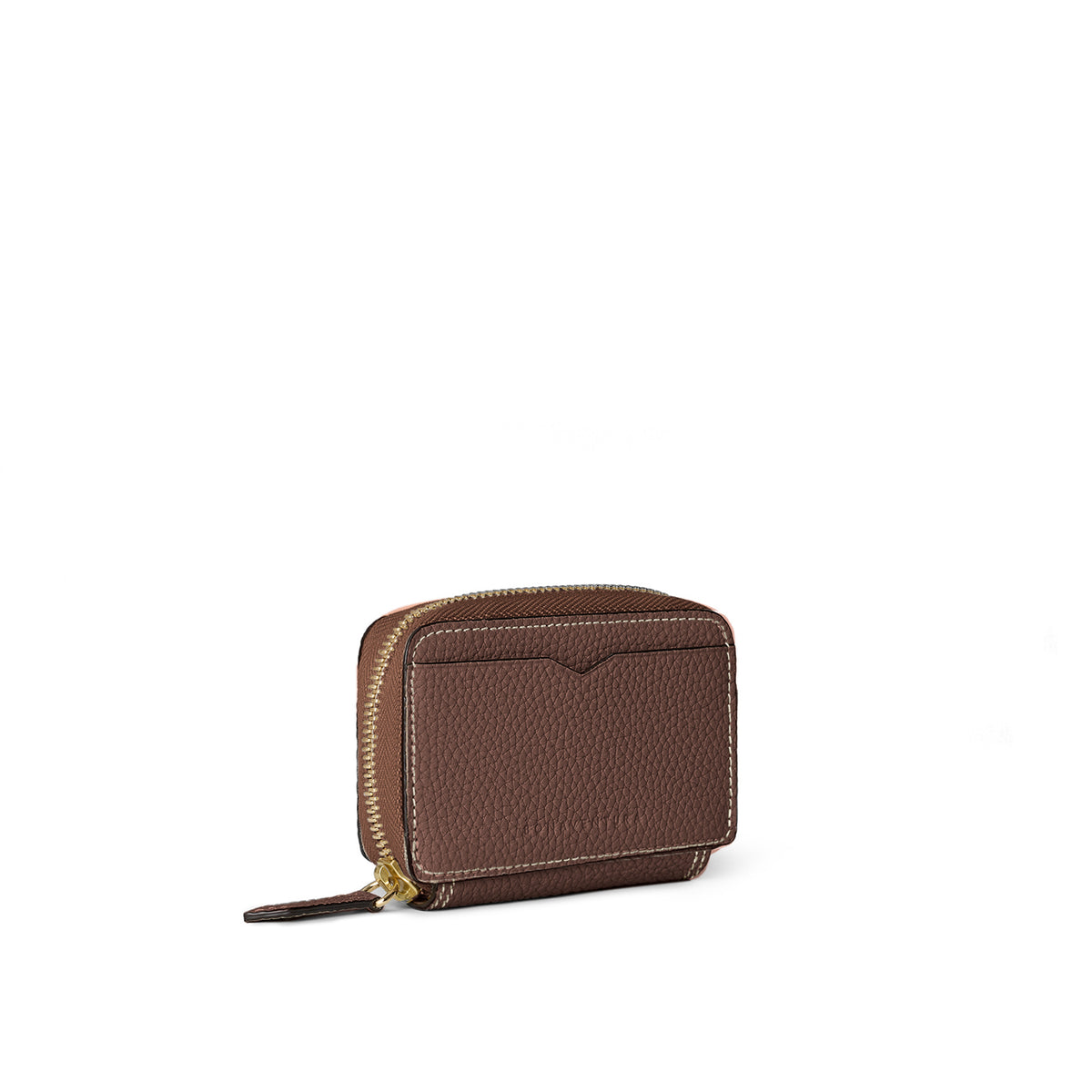 Round Zip Smart Key Case Shrink Leather