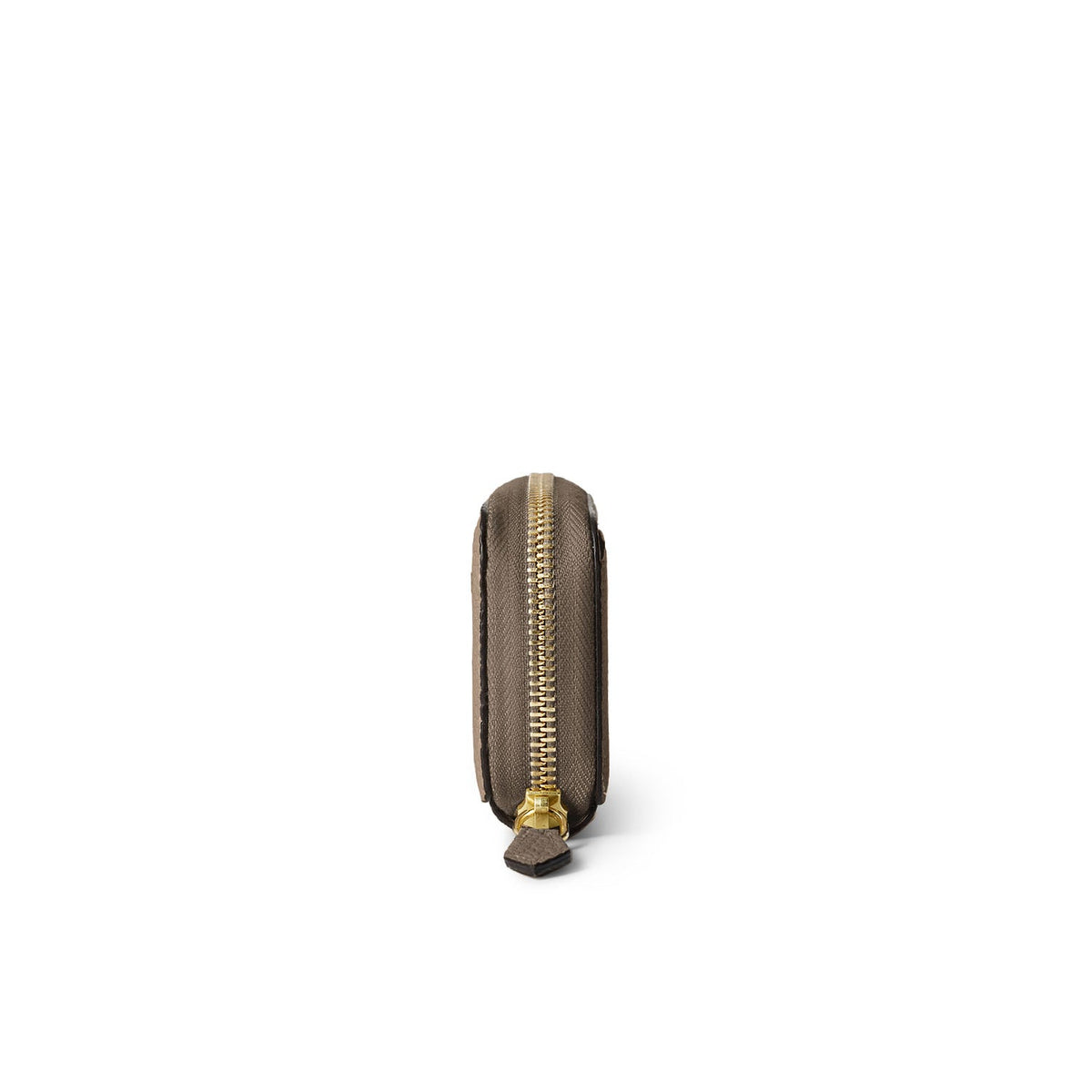 Round Zip Smart Key Case Shrink Leather (Etoupe × Yellow)