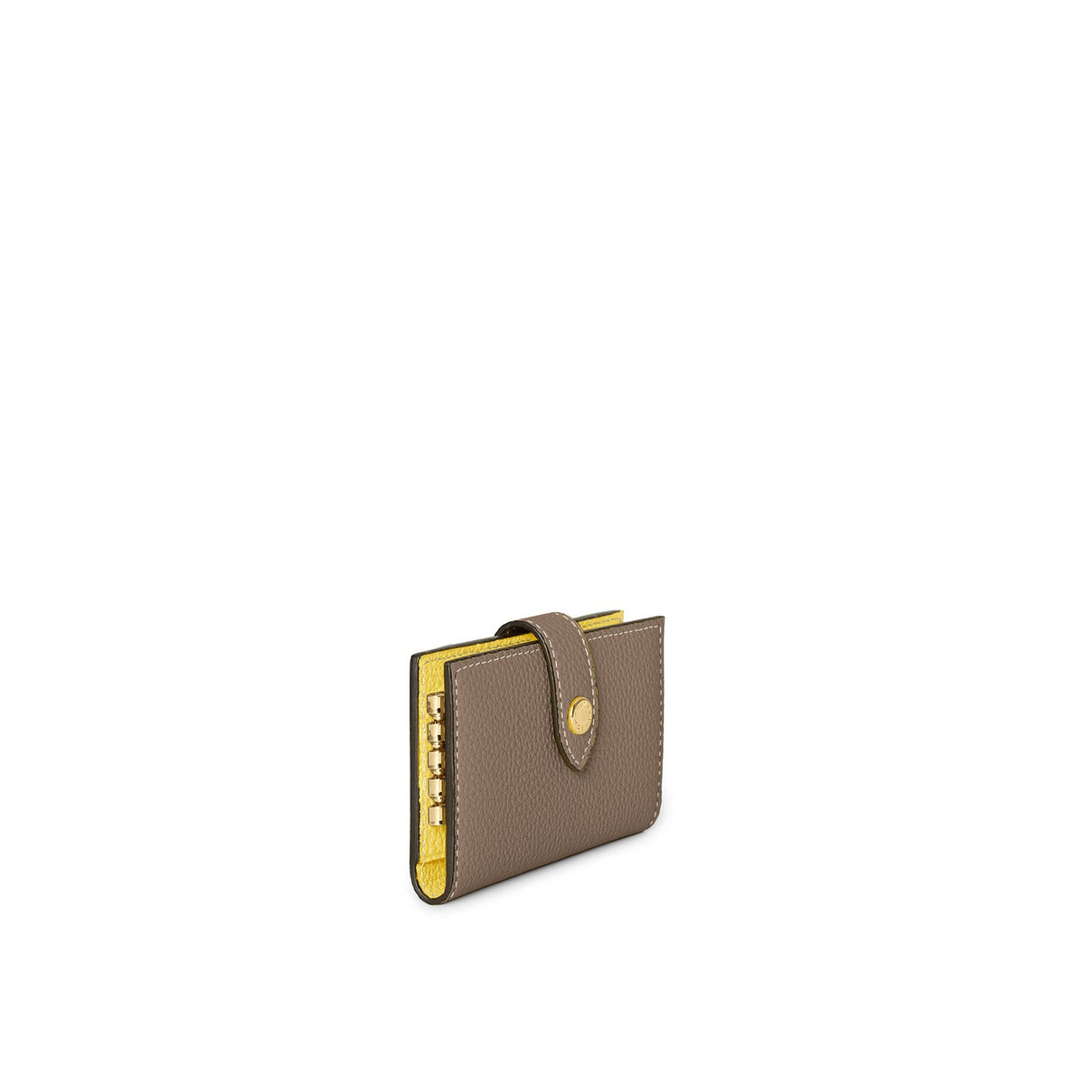 Belted Key Case Shrink Leather (Etoupe × Yellow)
