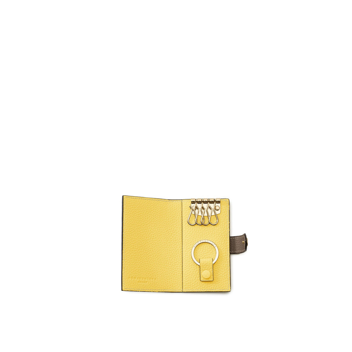 Belted Key Case Shrink Leather (Etoupe × Yellow)