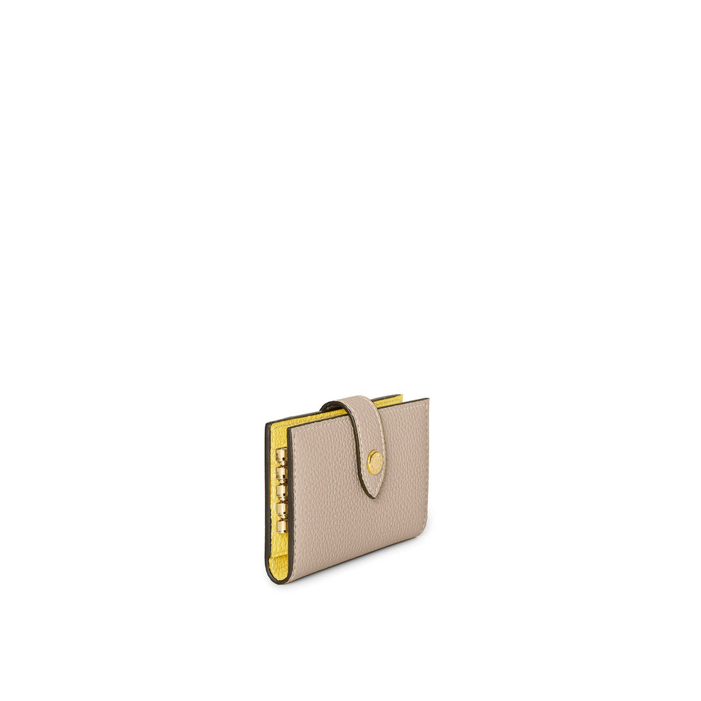 Belted Key Case Shrink Leather (Greige × Yellow)