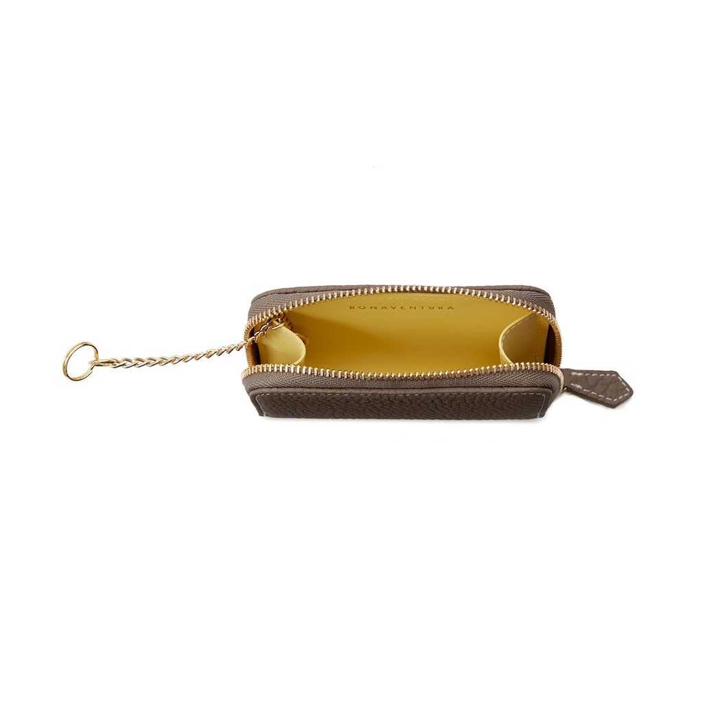 Smart Key Case Shrink Leather (Etoupe × Yellow)
