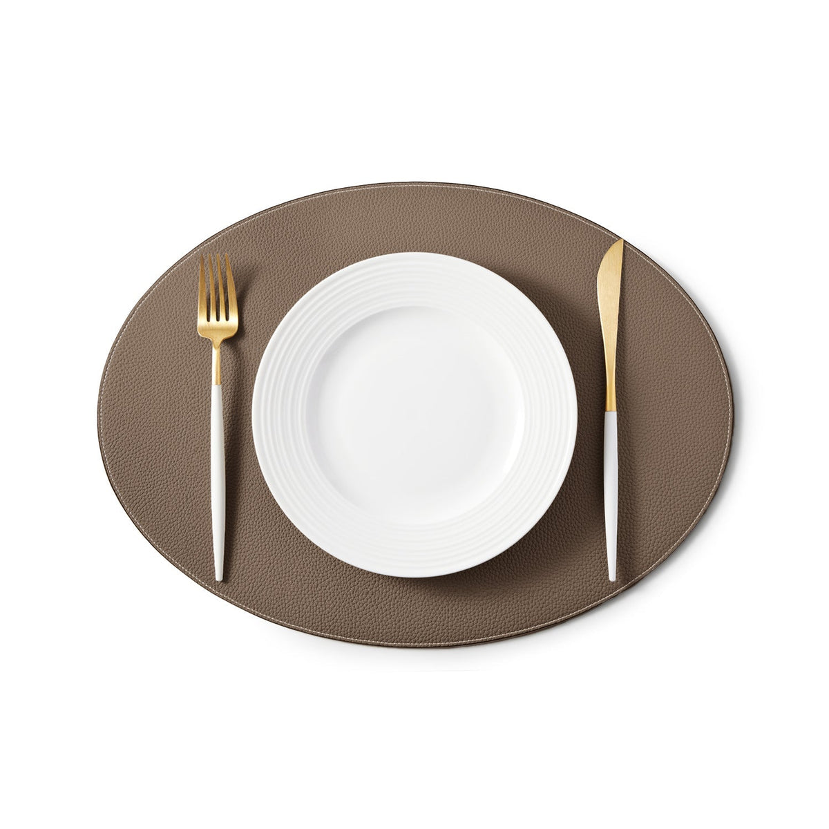 Round Placemat Shrink Leather (Etoupe)