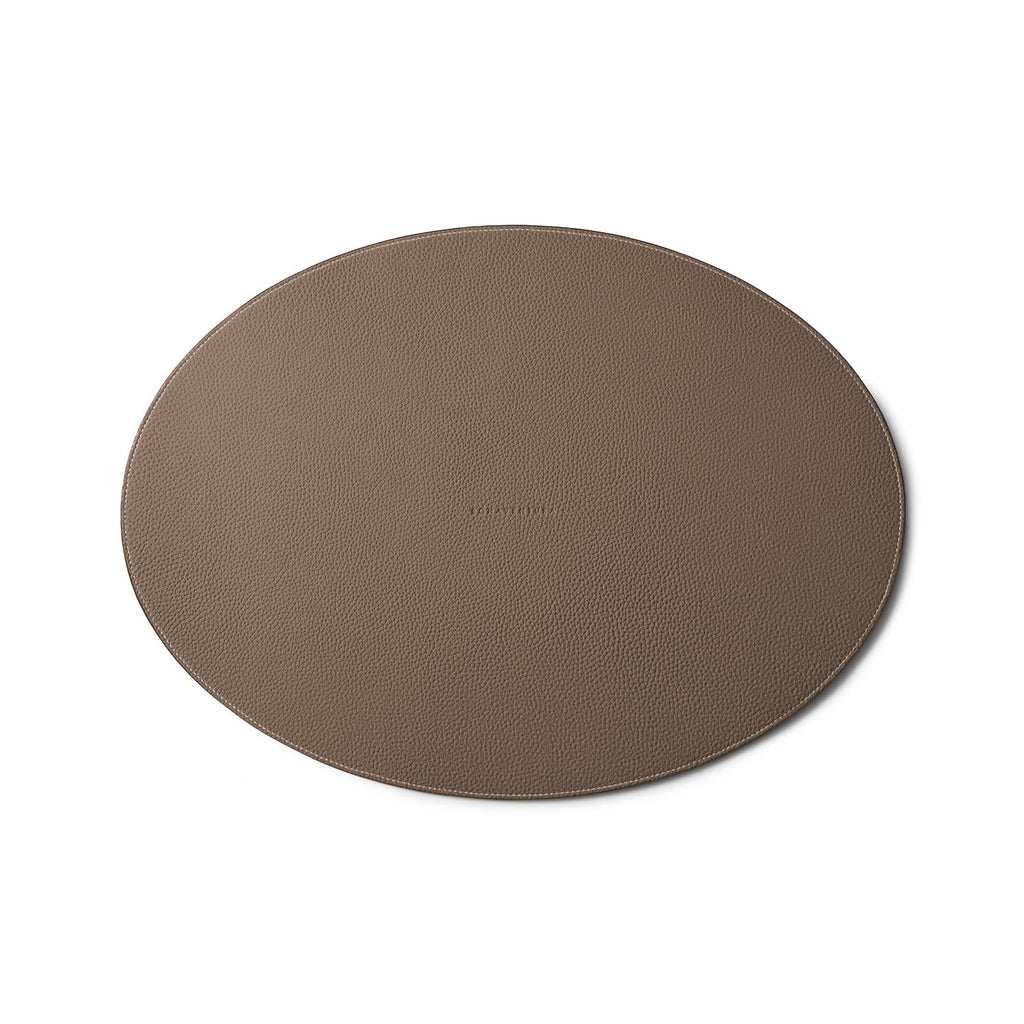 Round Placemat Shrink Leather (Etoupe)
