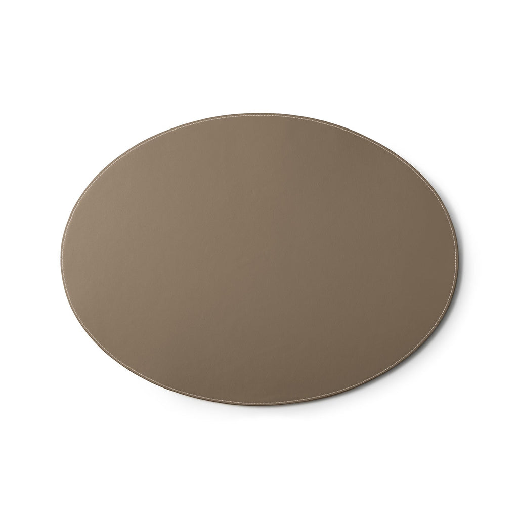 Round Placemat Shrink Leather (Etoupe)