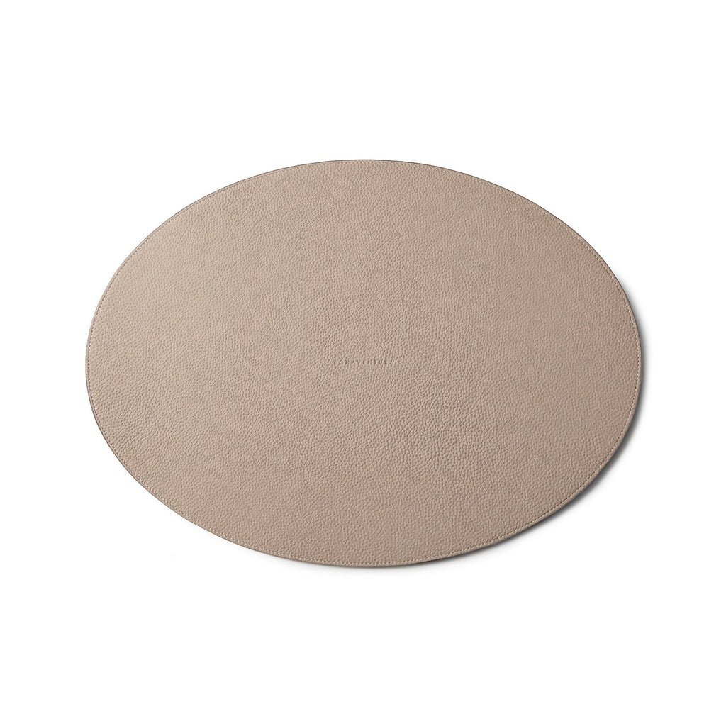 Round Placemat Shrink Leather (Greige)